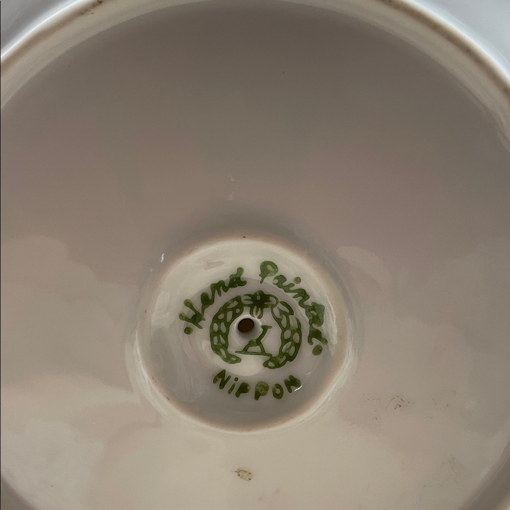 Nippon Hand Painted Porcelain Pink & Green Floral Chamberstick Candle Holder - Picture 2 of 7